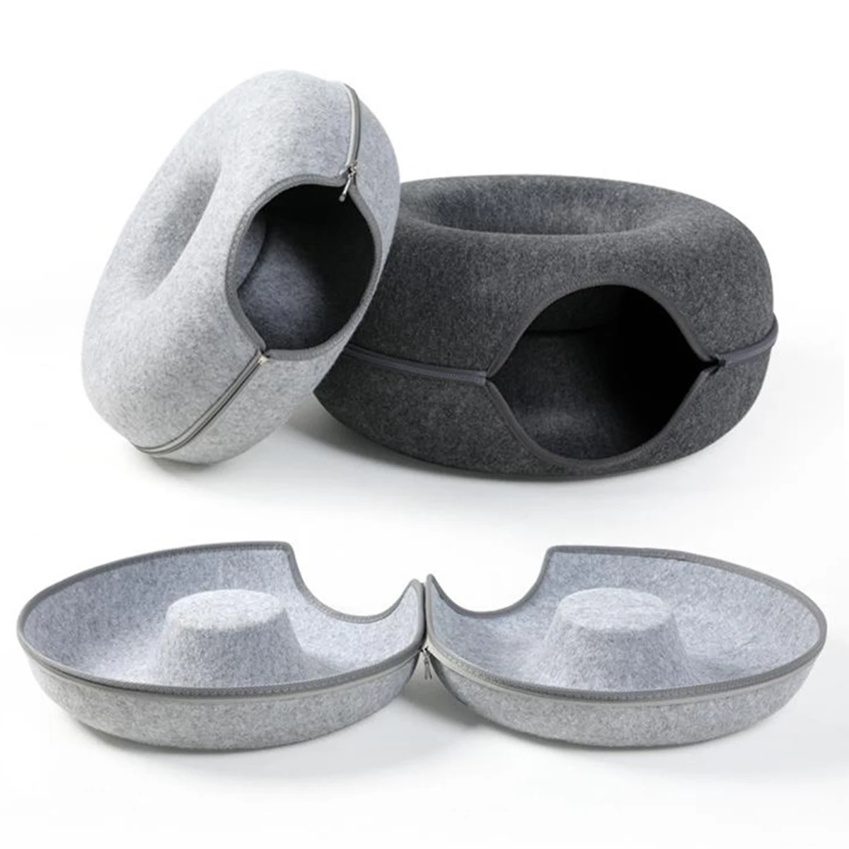 Interactive round Small Cat Tunnel Nest Felt Kittens Bed House Scratcher Cat Donut Sleeping Pet Toy for Cats