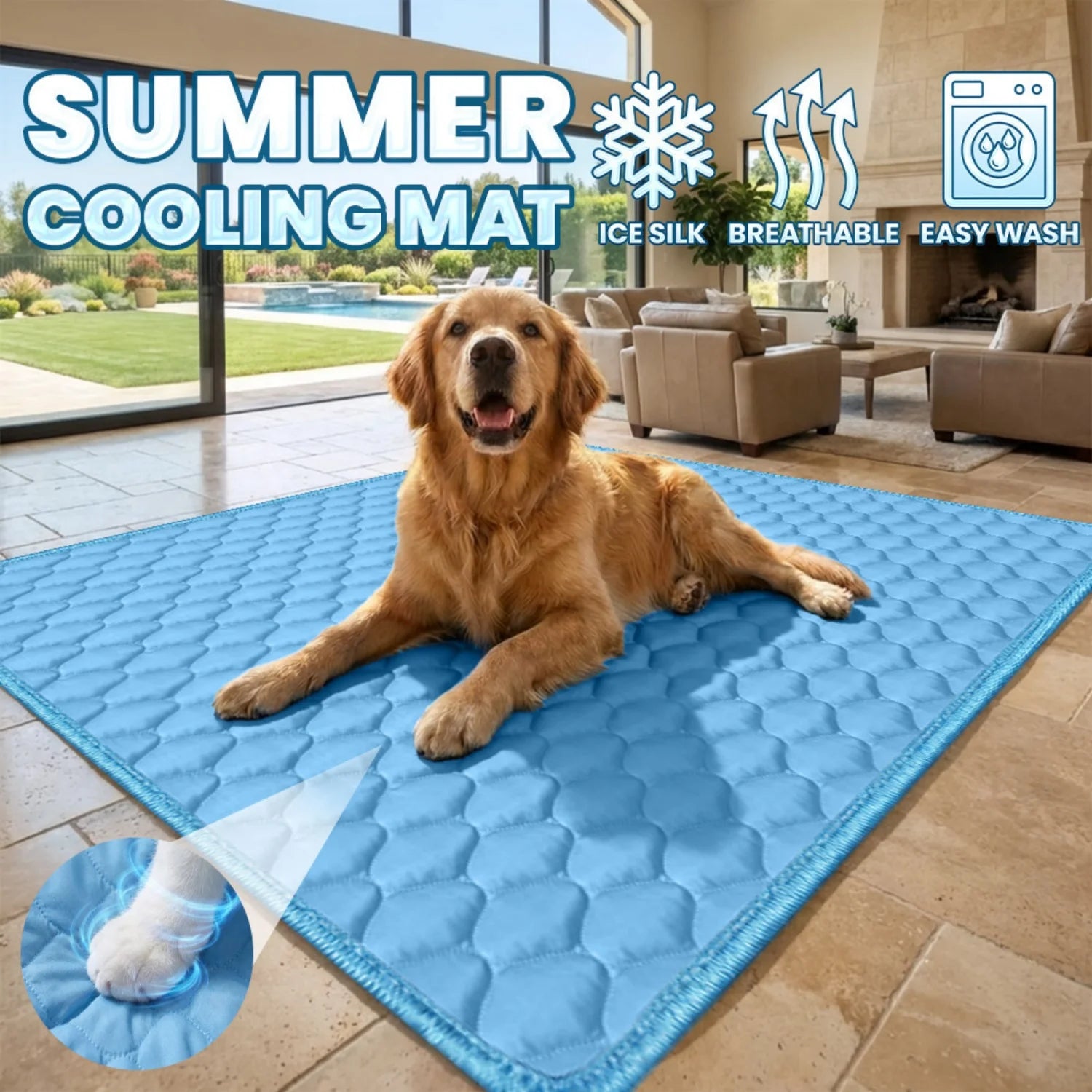 Summer Pet Cooling Mat Breathable Ice Silk Dog Cat Pad Washable Scratch Resistant Self Cooling Blanket Sofa Car Use Pet Supplies