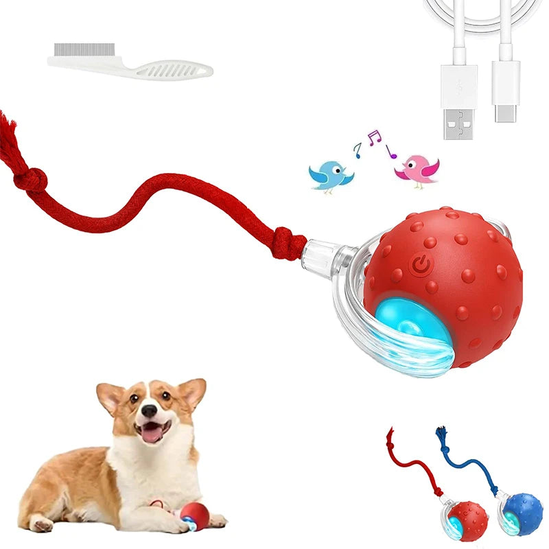 Intelligent Electric Cat Interactive Toy Ball Automatic Rolling Ball Fake Tail Bird Chirping USB Charging Pet Dog Training