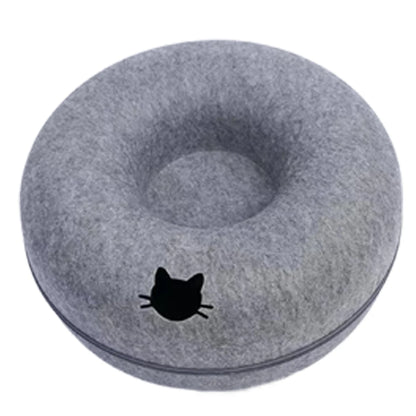 Interactive round Small Cat Tunnel Nest Felt Kittens Bed House Scratcher Cat Donut Sleeping Pet Toy for Cats