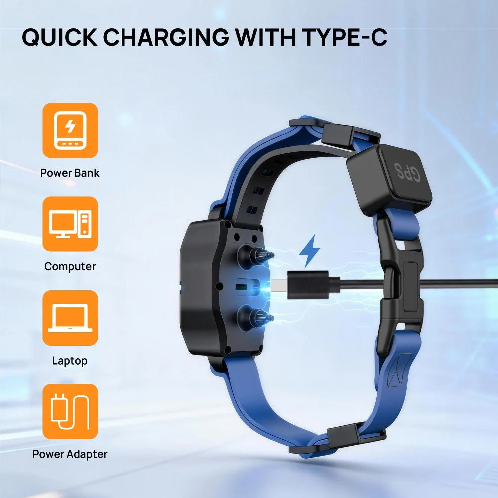 Smart GPS Wireless Dog Fence and Training Collar APP Control Rechargeable Training Shock Collar for Pet Behavioral Correction