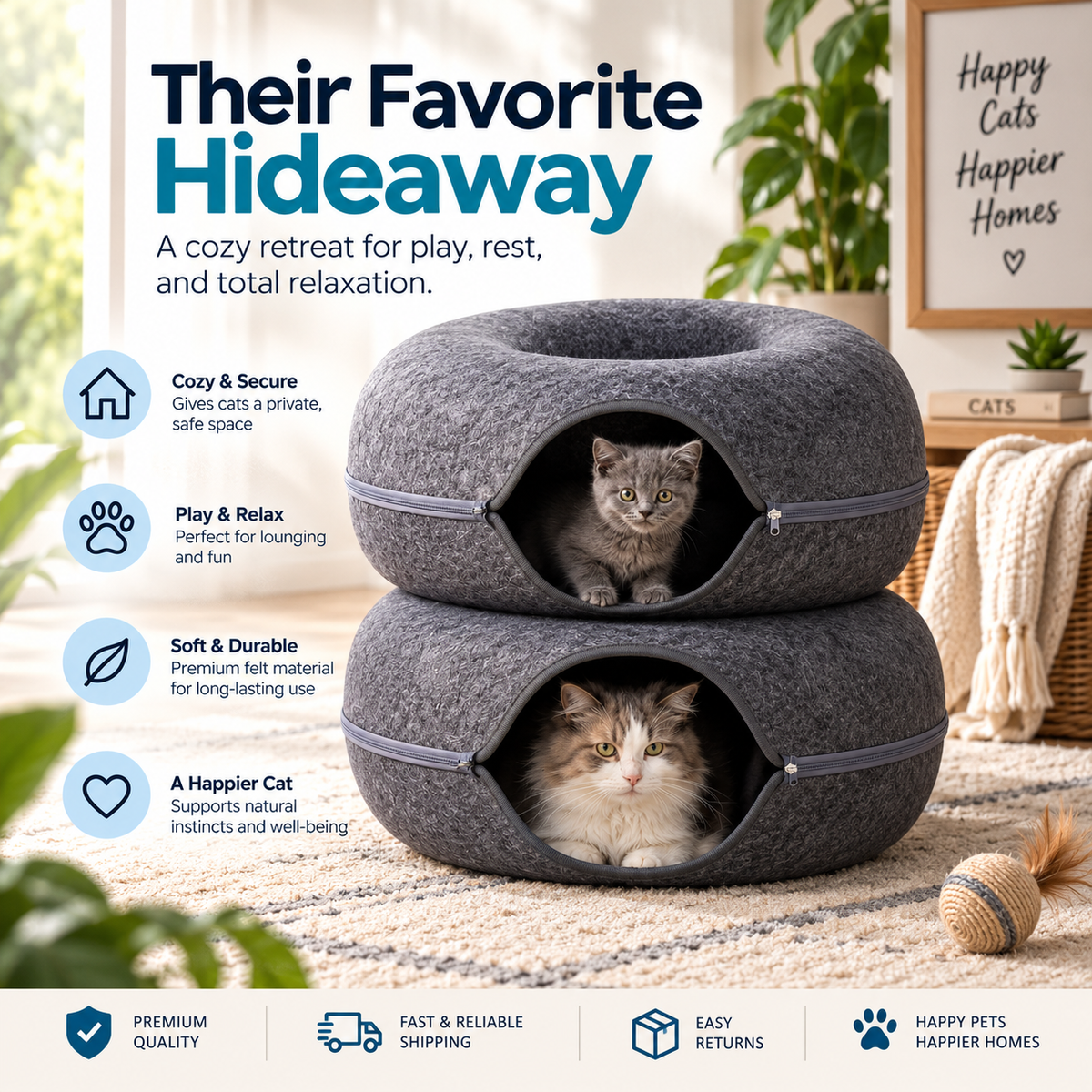 Interactive Cat Tunnel Cave