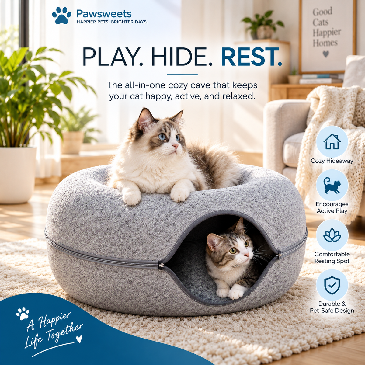 Interactive Cat Tunnel Cave