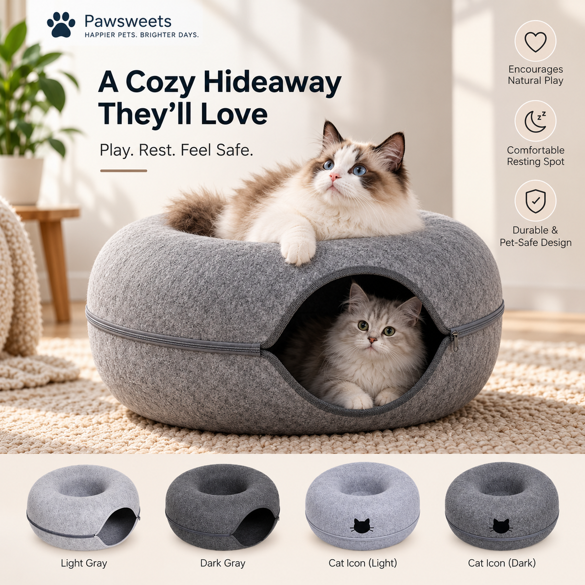 Interactive Cat Tunnel Cave